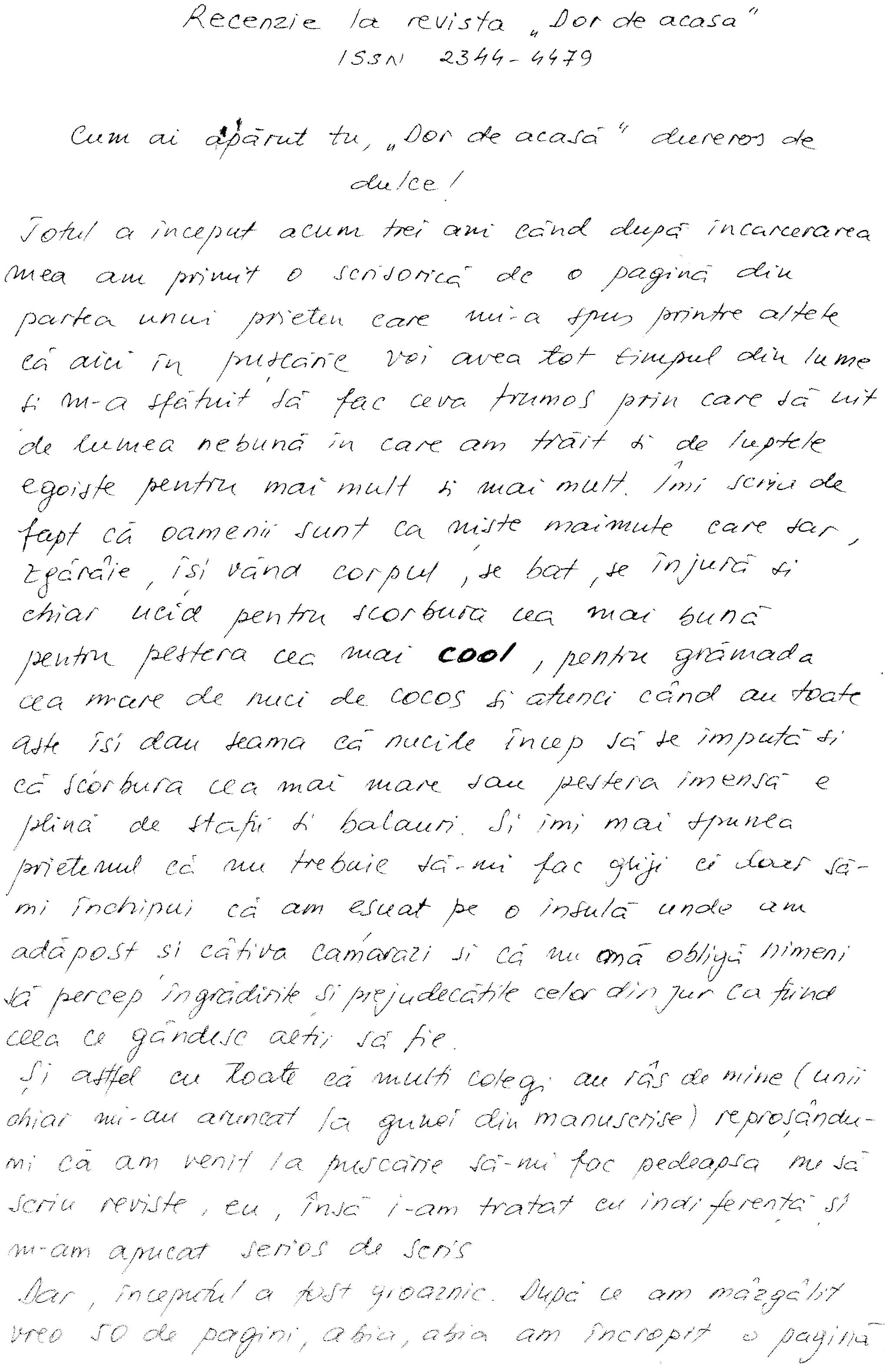 Recenzie la Revista „Dor de acasă”