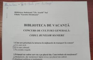 Biblioteca de vacanță – Filiala ”Garabet Ibrăileanu” – Concurs de cultură generală: codul bunelor maniere